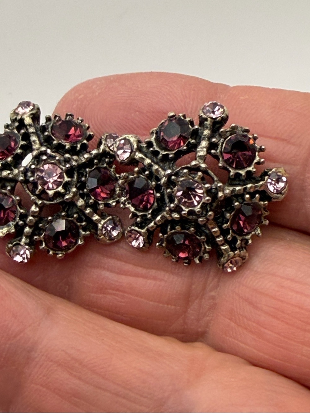 Vintage rhinestone crystal cluster floral burst clip on earrings
